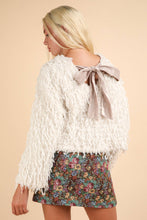 Load image into Gallery viewer, Ivory Furry Top with Back Velvet Ribbon