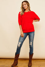 Load image into Gallery viewer, Red Puff Sleeve Sweater