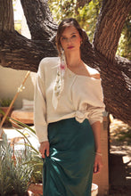 Load image into Gallery viewer, Navy Satin Maxi Skirt