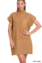 Load image into Gallery viewer, Deep Camel Mock Neck Sweater Dress