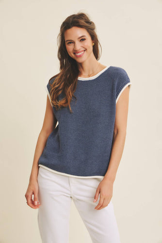 Navy Contrast Sweater Vest