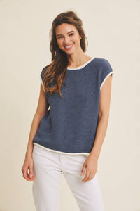 Navy Contrast Sweater Vest