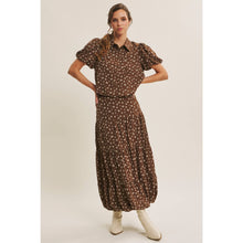 Load image into Gallery viewer, Brown Floral Bubble Midi Skirt