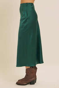 Navy Satin Maxi Skirt