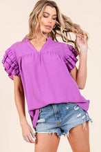 Load image into Gallery viewer, GAME DAY RUFFLE SLEEVE TOP (3 colors)