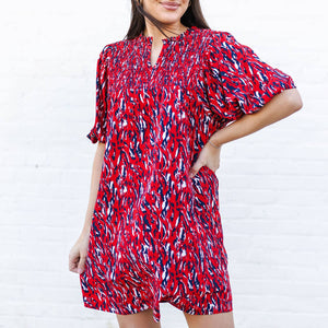Red/Blue Animal Print Dress