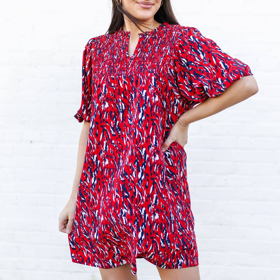 Red/Blue Animal Print Dress