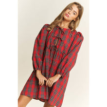 Load image into Gallery viewer, Red Plaid Bow Dress