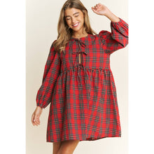 Load image into Gallery viewer, Red Plaid Bow Dress