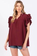 Load image into Gallery viewer, GAME DAY RUFFLE SLEEVE TOP (3 colors)