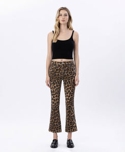 LOVERVET HIGH RISE LEOPARD KICK FLARE JEANS
