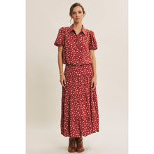 Load image into Gallery viewer, Brown Floral Bubble Midi Skirt