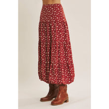 Load image into Gallery viewer, Brown Floral Bubble Midi Skirt