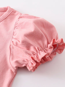 Dusty Pink Rabbit Ruffle Pants Set