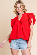 Load image into Gallery viewer, GAME DAY RUFFLE SLEEVE TOP (3 colors)