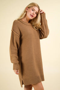 Chunky Round Neck Oversized Sweater Mini Dress