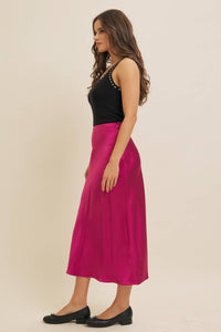 Navy Satin Maxi Skirt
