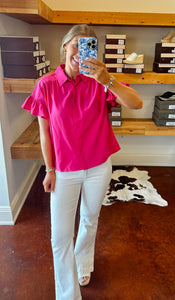 Fuchsia Button Down Blouse