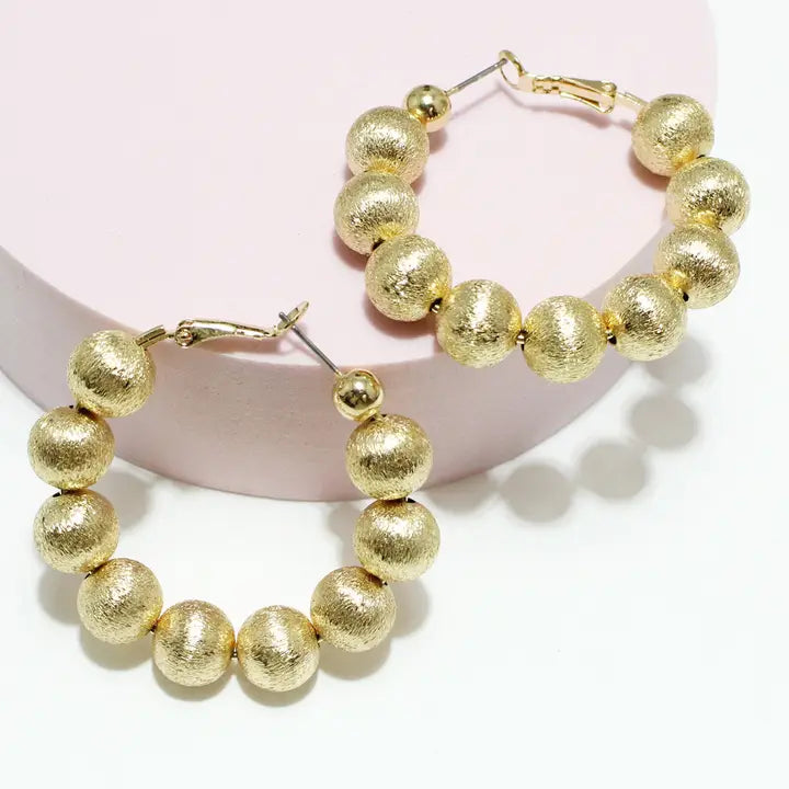 Gold Beaded Hoops