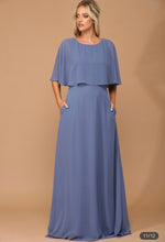 Load image into Gallery viewer, Cape Top Chiffon Mother of the Bride Dress