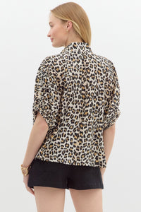 Leopard Print V-Neck Blouse