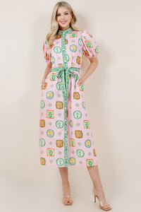 The Pink Medallion Midi Dress