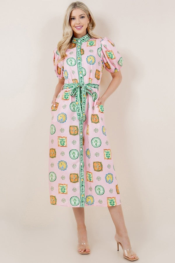 The Pink Medallion Midi Dress