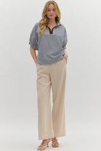 Load image into Gallery viewer, Navy Striped Contrasting Ribbon Top