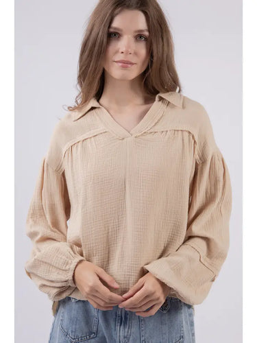 Sand Gauze Lightweight Top
