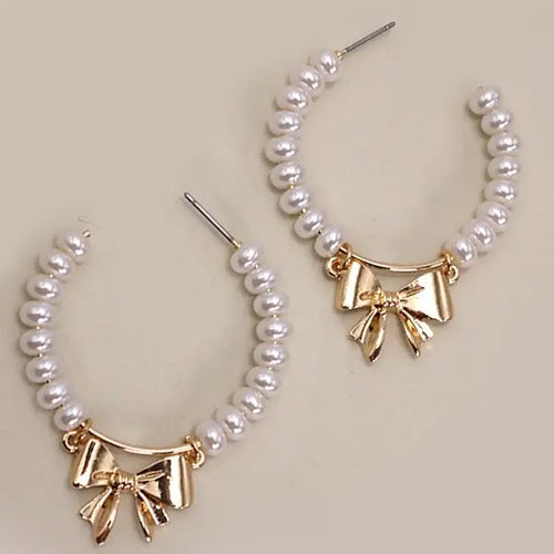 Pearl Bow Hoops