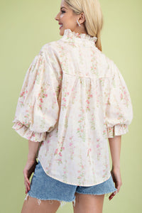 Pastel  Floral Ruffle Top