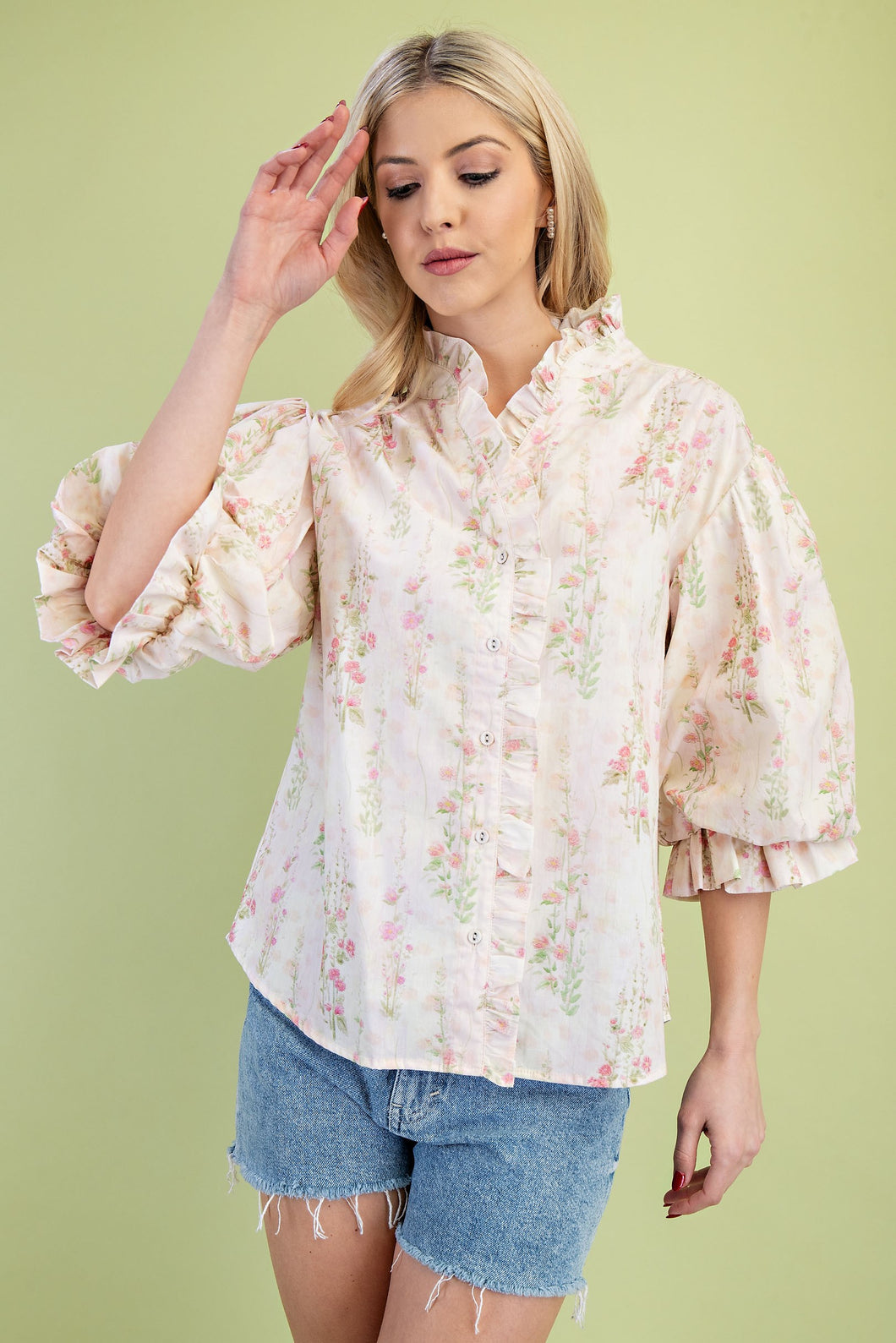 Pastel  Floral Ruffle Top