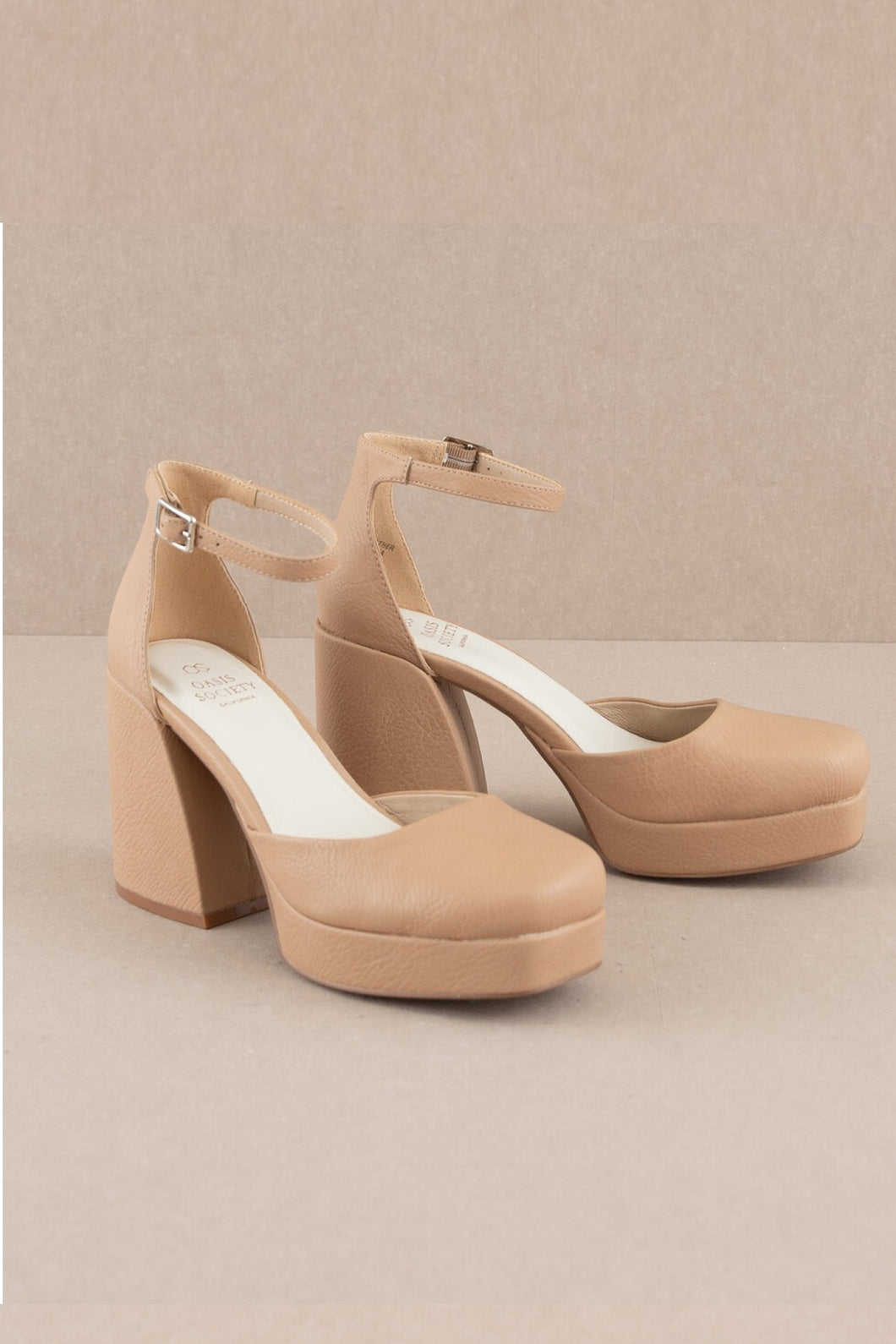 Tan Platform Mary Jane Heels