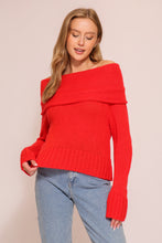 Load image into Gallery viewer, Red Off Shoulder Sweater