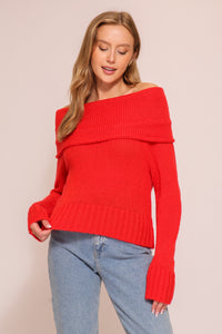 Red Off Shoulder Sweater