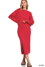 Load image into Gallery viewer, Red Ribbed Skirt Set