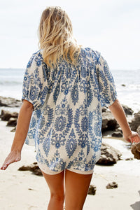 Blue and White Smocked Top