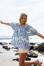 Load image into Gallery viewer, Blue and White Smocked Top