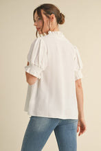Load image into Gallery viewer, White Ruffle Trim Top